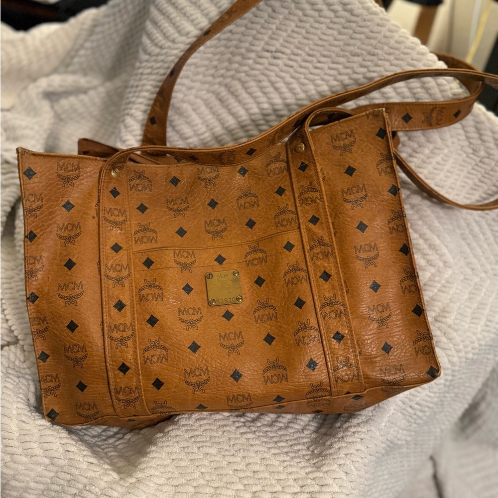 MCM Brown Logo Pattern Tote